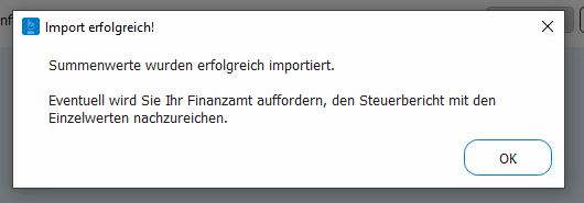 Import von CoinTracking in die SteuerSparErklärung erfolgreich
