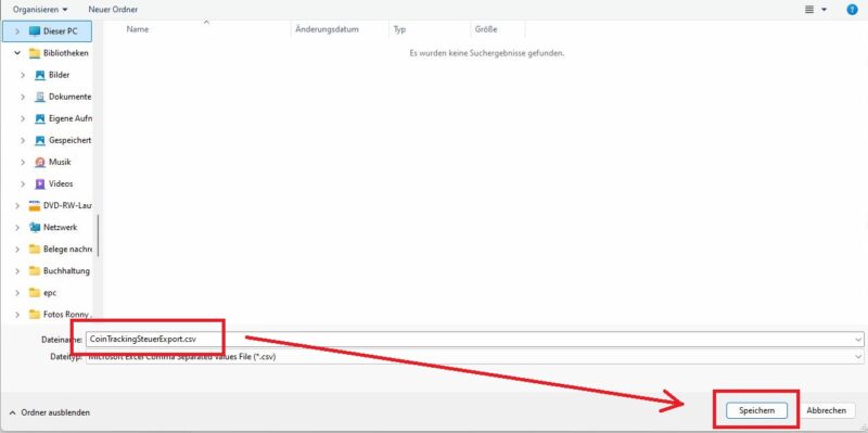 Bericht speichern SteuerSparErklärung x CoinTracking