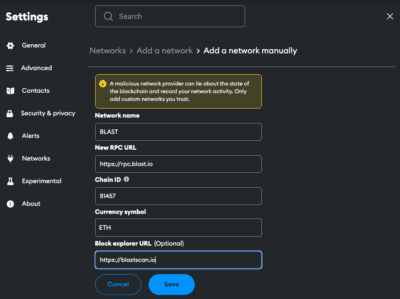BLAST network details