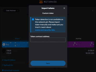 Import Celo tokens