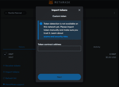 MANTLE to MetaMask