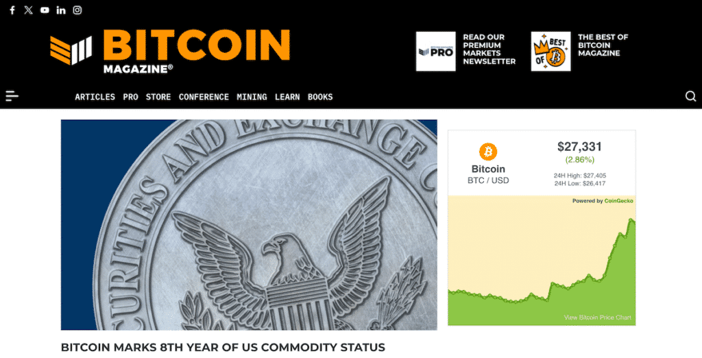 Bitcoin Magazine crypto news outlet
