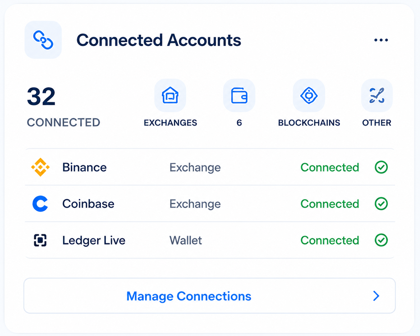 Connected Accounts widget