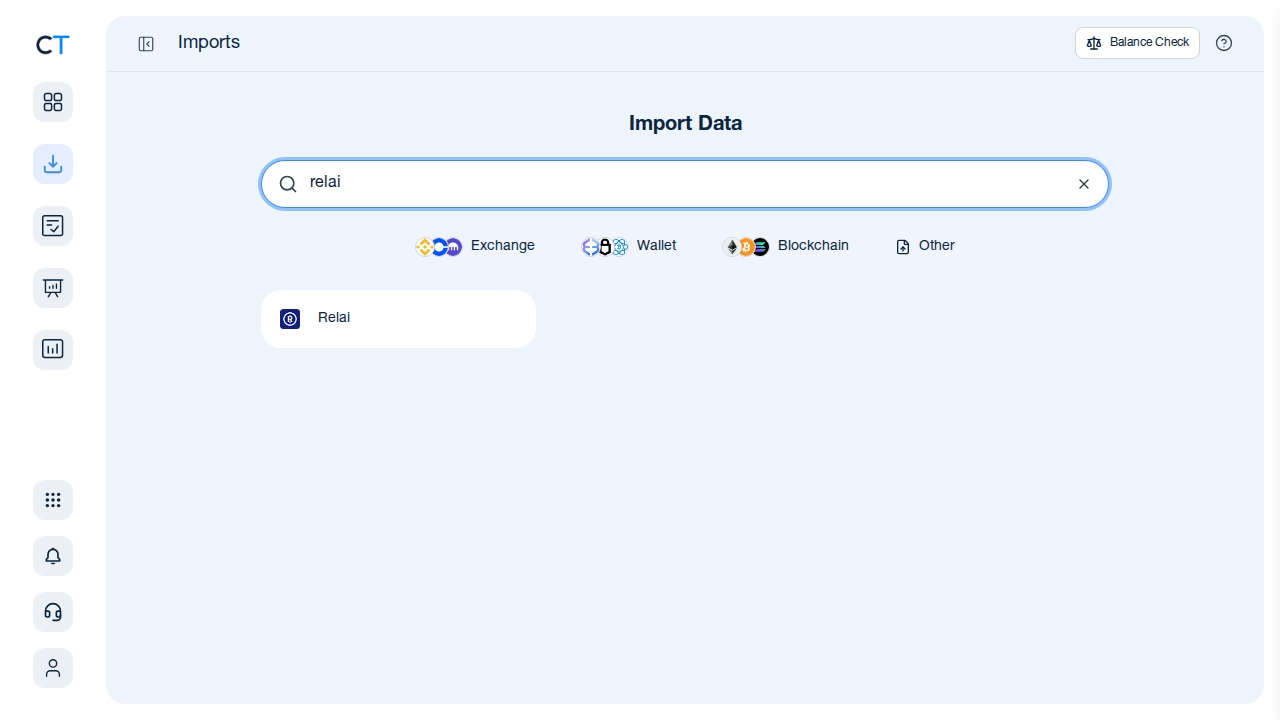 CoinTracking Relai CSV import search