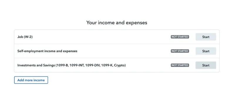 TurboTax Income