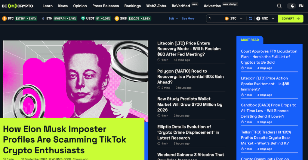 BeInCrypto - Crypto News Outlets