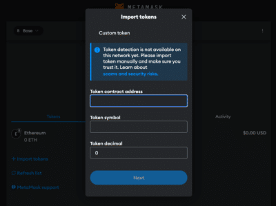 Add Base Token address