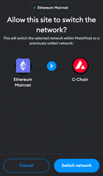 Avalanche to Metamask